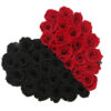 Половина сердца из красных и черных роз (сверху)