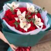 Букет из 25 красных роз и орхидей